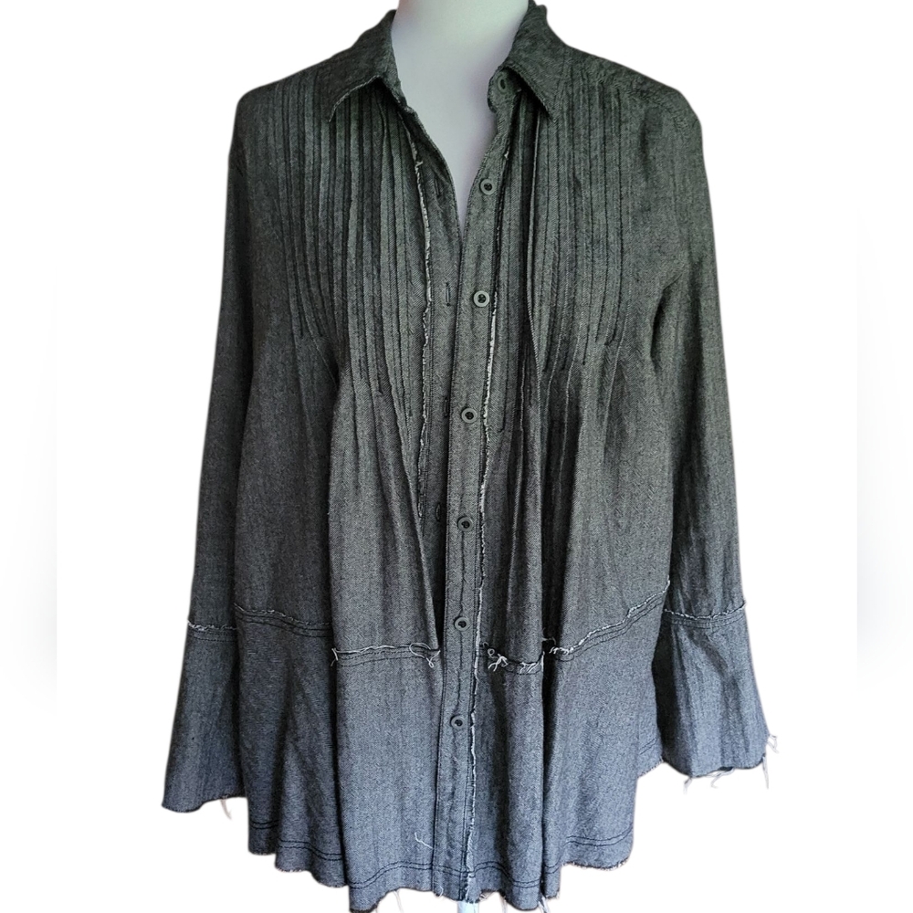 FREE PEOPLE PEPLUM BUTTON DOWN SHIRT